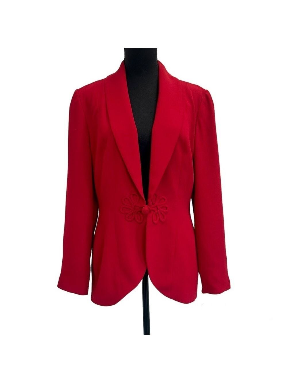 Red tailored fitted structured cinched waist blazer Sz 8